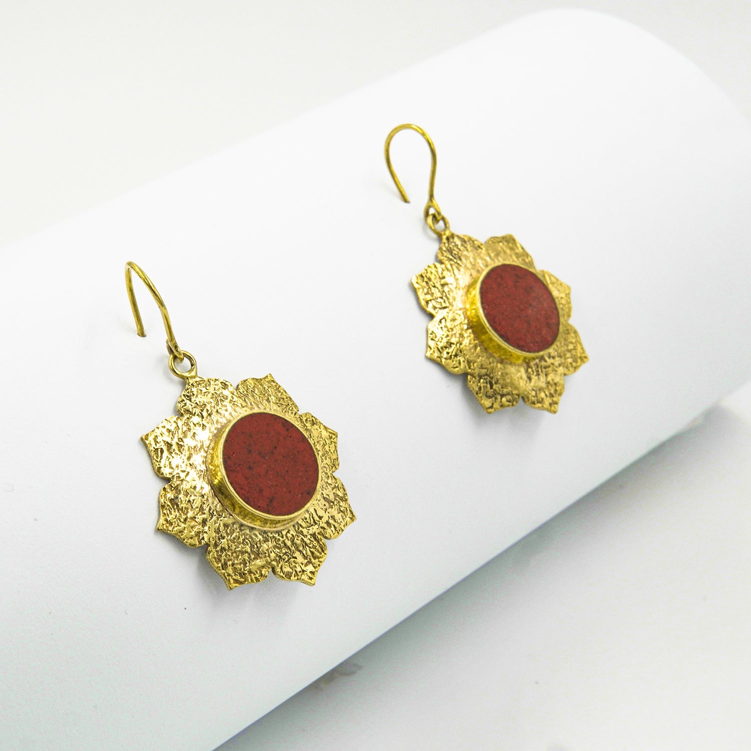 Barf Red Coral Jewelry Set – Handmade 18K Gold-Plated - Gemify