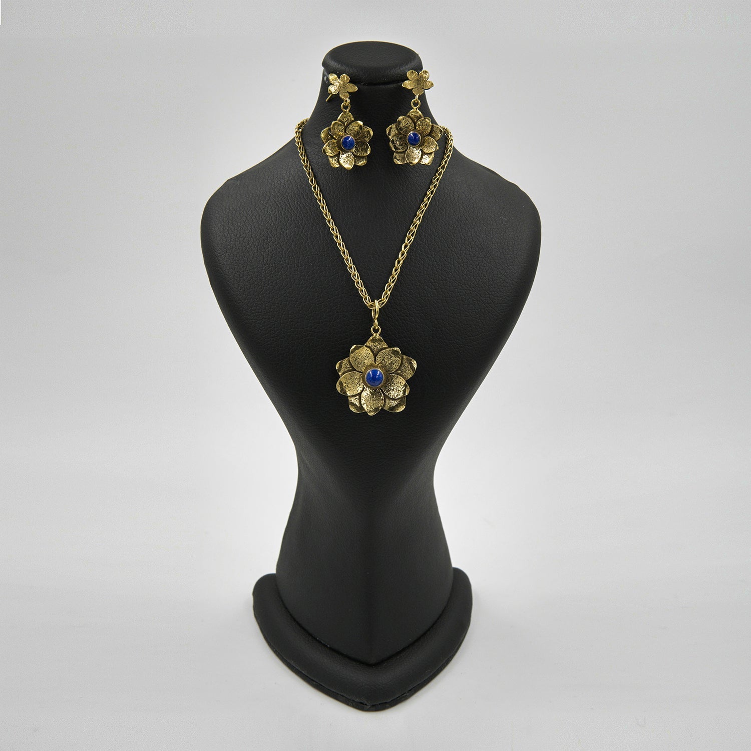 Blue Flower Lapis Jewelry Set – 18K Gold-Plated, Handmade - Gemify