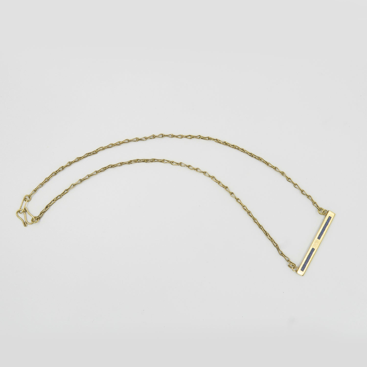 Gemify - Blue Line Lapis Necklace – High - Polish Brass, Handmade Design - Necklace - Gemify03