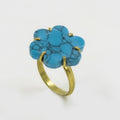 Gemify - Flad Flower Composite Turquoise Ring – 18K Gold - Plated Brass - Jewelry - Gemify04
