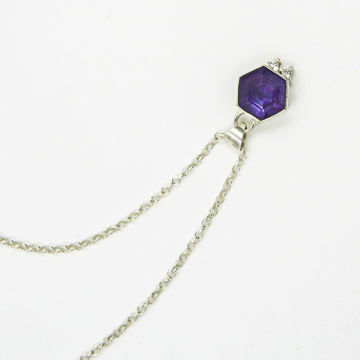 Gemify - Hexagon Amethyst Necklace – Handmade Silver, High - Polish Finish - Necklace - Gemify03