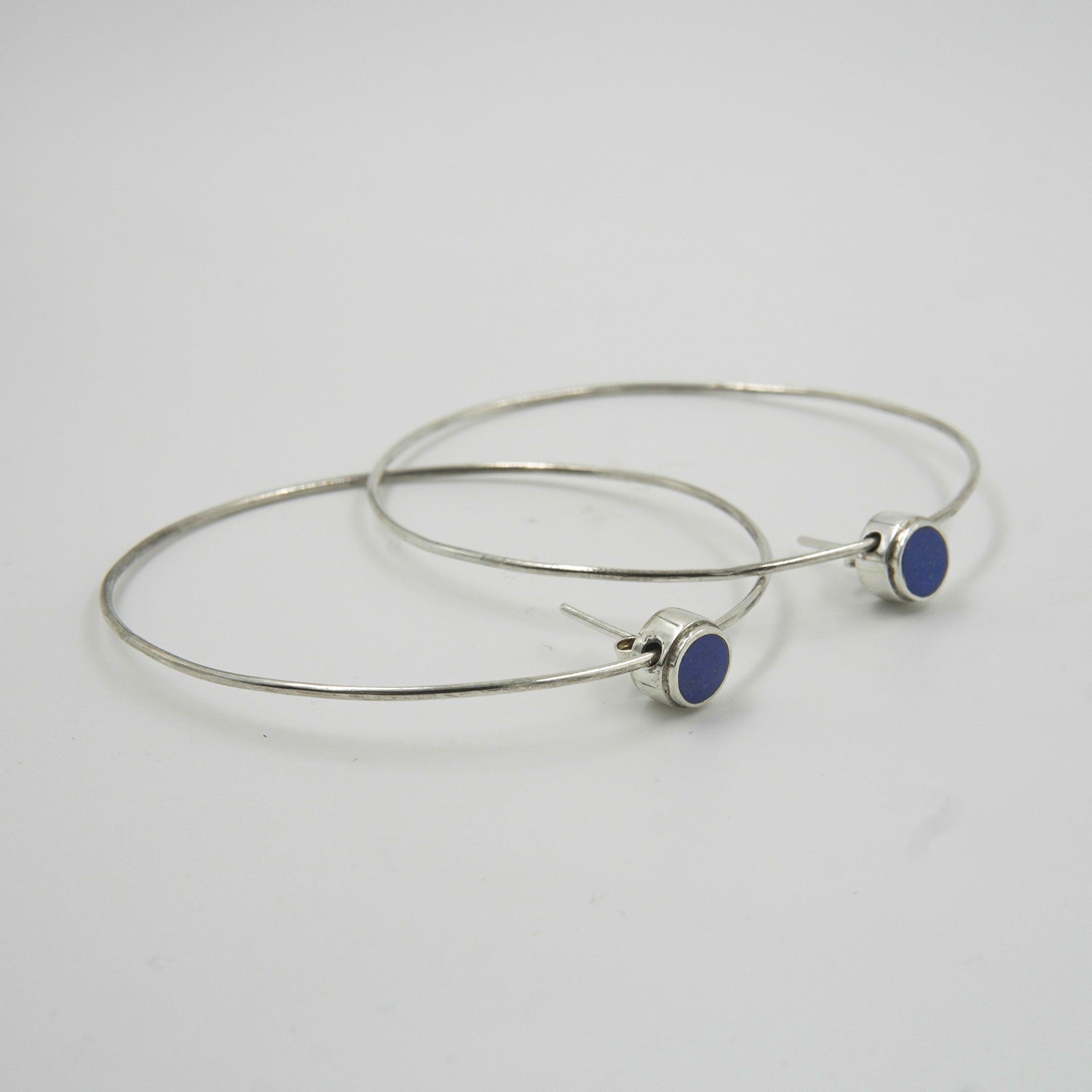 Gemify - Lapis Circle Stud Earrings – 18K Gold - Plated Silver, Handmade Design - earrings - Gemify02