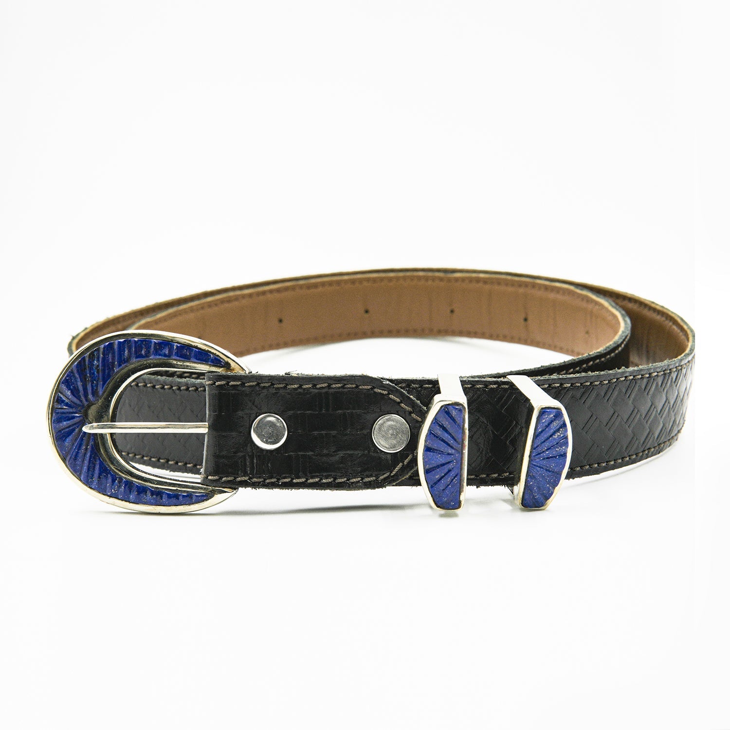 Gemify - Lapis Leather Belt – Handmade Silver Buckle, 100% Natural Leather - Gemify