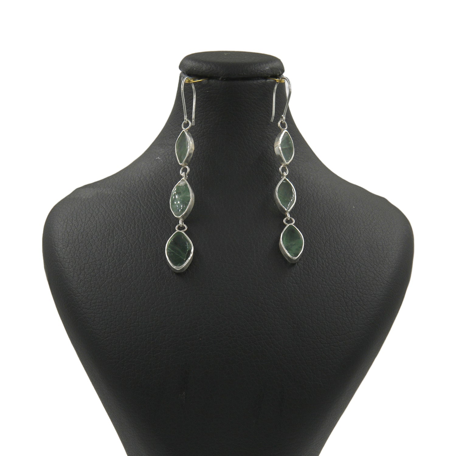 Nice Drop Fluorite Earrings – 925 Silver, High-Polish Finish - Gemify